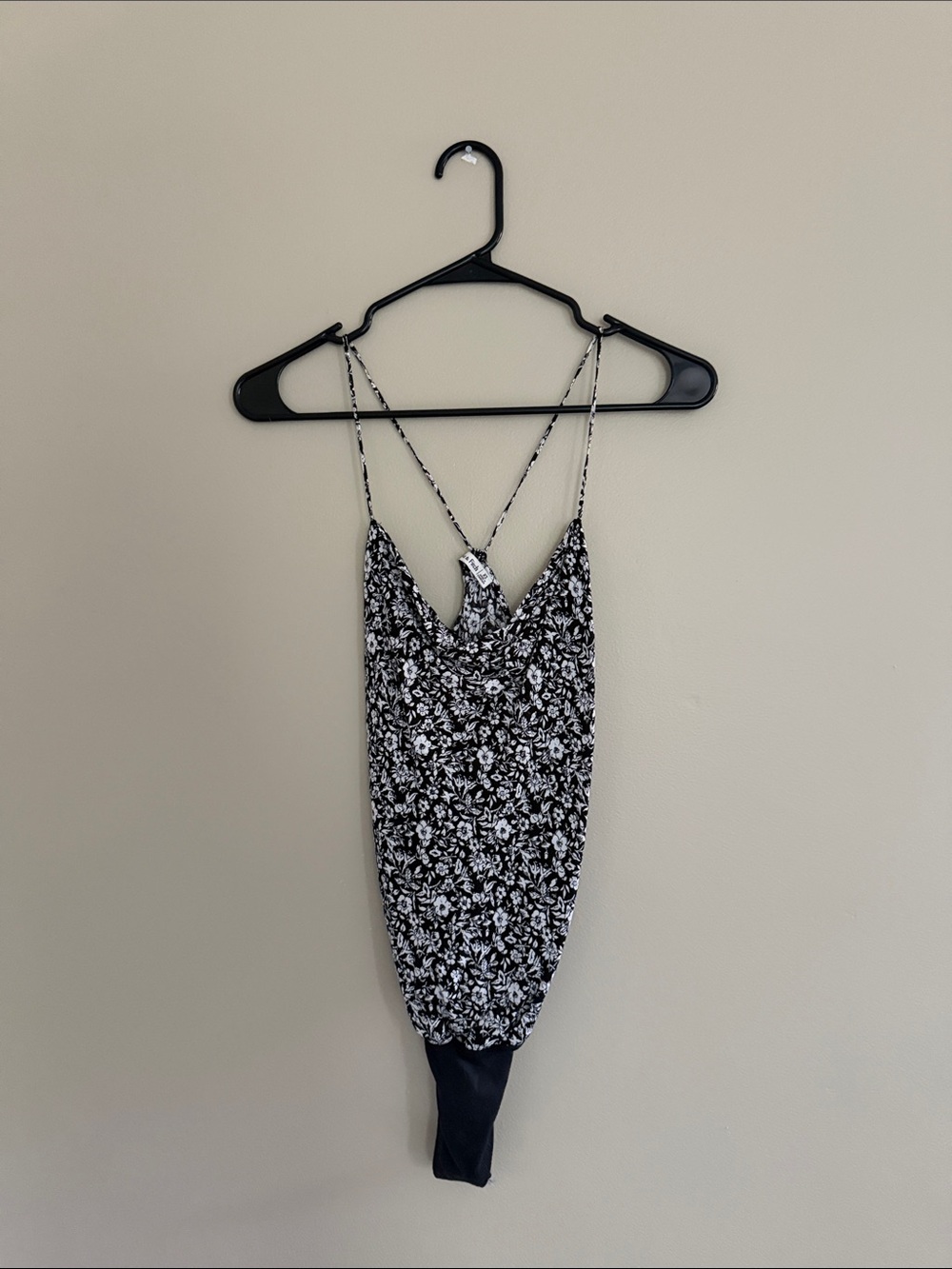 Abercrombie & Fitch Black and White Floral Strappy Bodysuit
